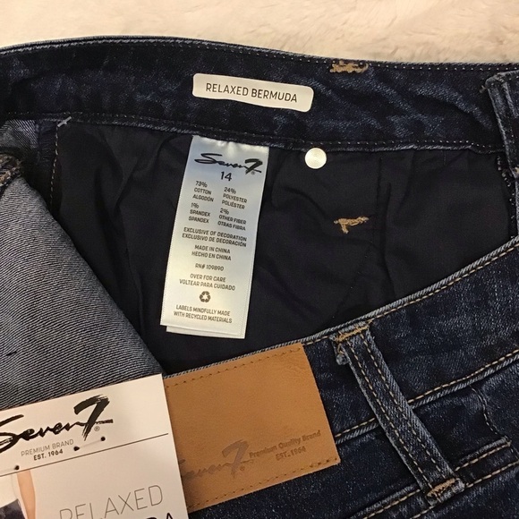 Seven7 New Size 14 Relaxed Bermuda Denim Women’s Jeans Shorts Cuffed Hem - Picture 8 of 12